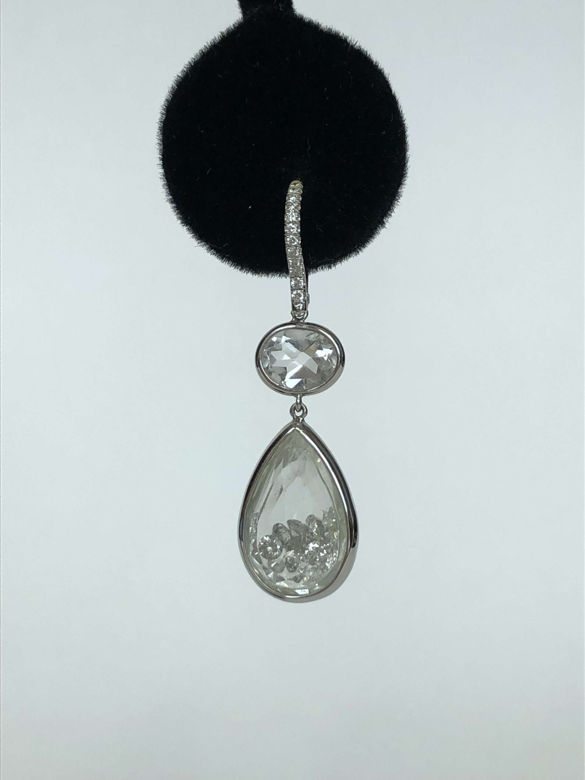 Pear Shape Rock Crystal Diamond Earrings