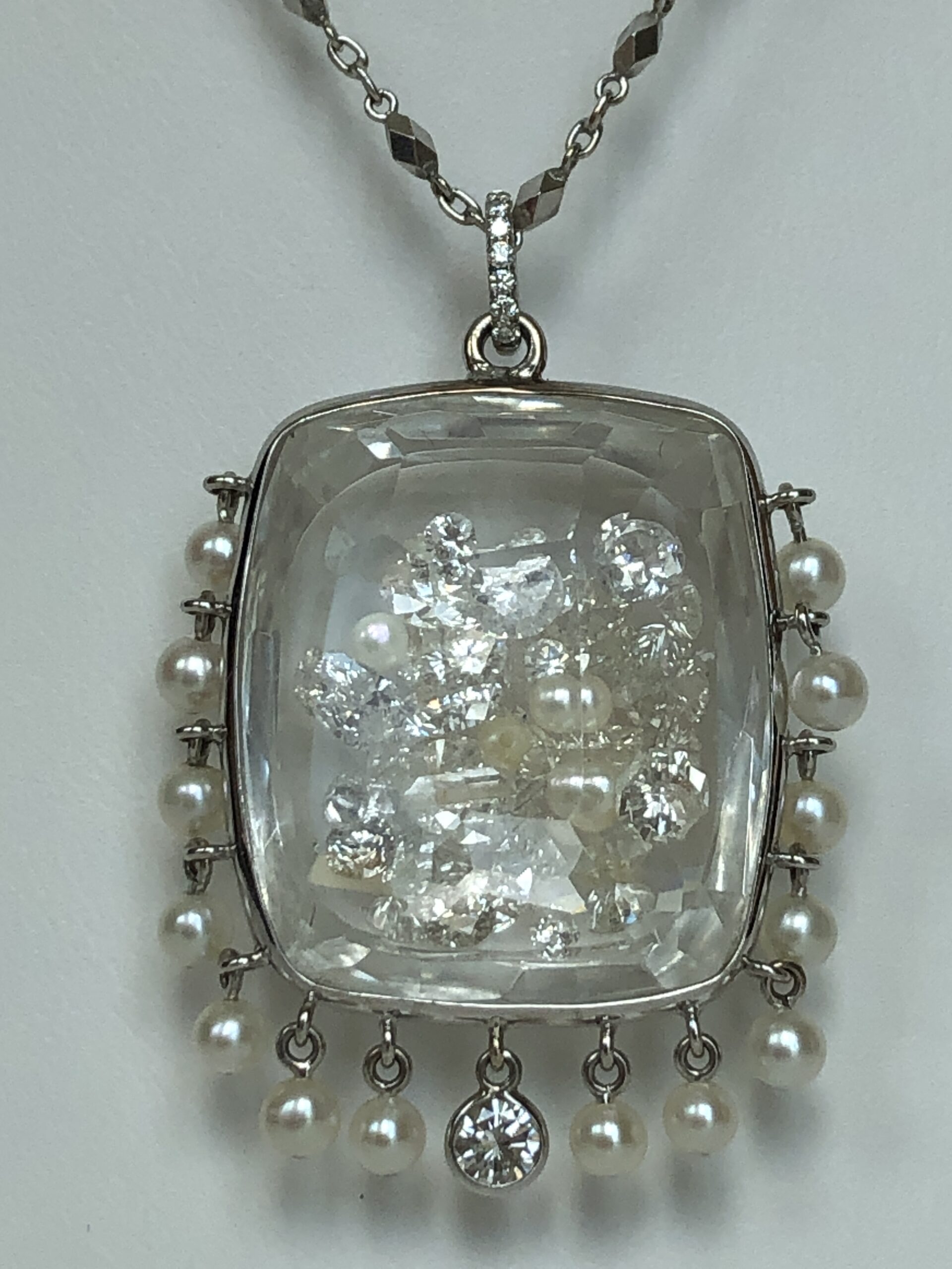 Diamond Rock Crystal Cushion Pendant